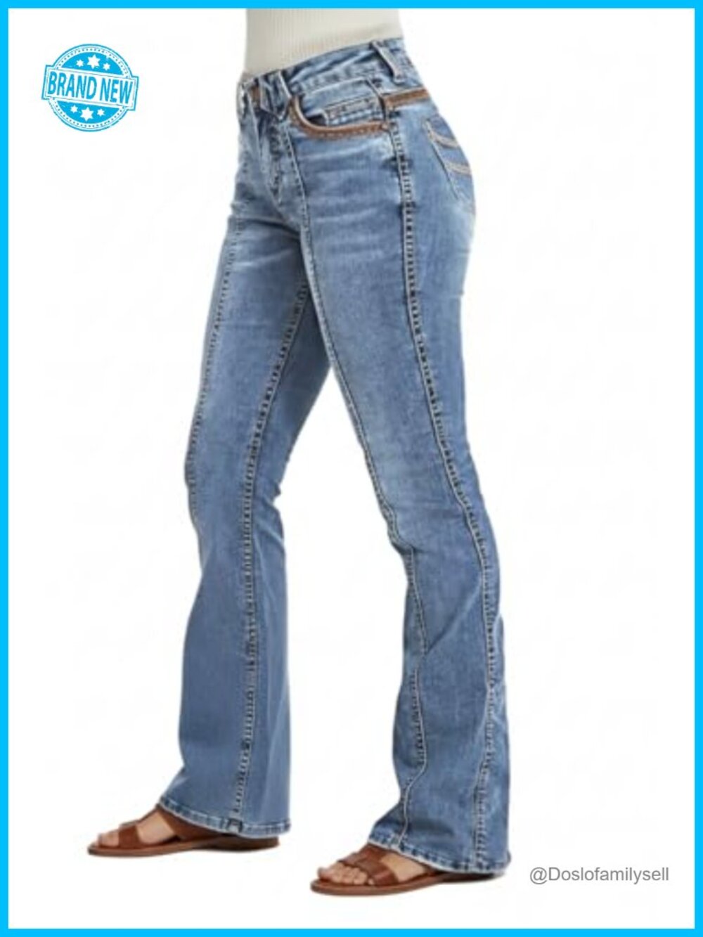 Bootcut Jeans Mid Rise Butt Lifting Stretchy Slimming Womens Denim